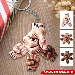 Porte-clés personnalisé Papa & Enfants – Poing contre Poing