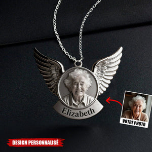 Collier Ange Personnalisé avec Photo – Pendentif Souvenir en Mémoire d’un Être Cher