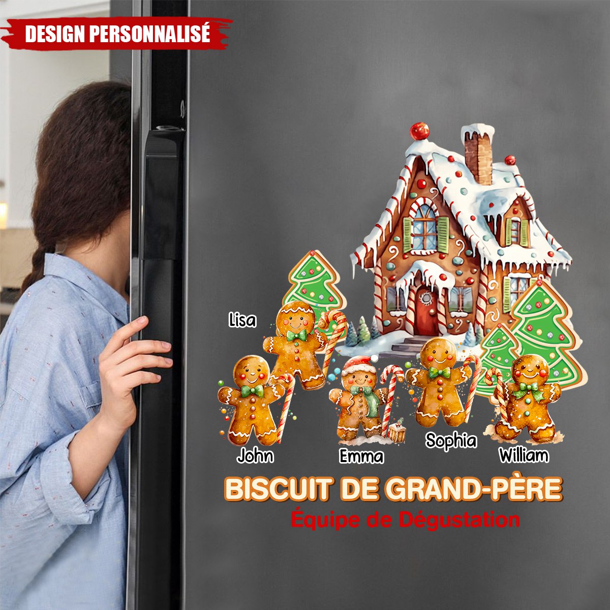 Autocollant Personnalisé de Noël  – Biscuit de Noël en Famille