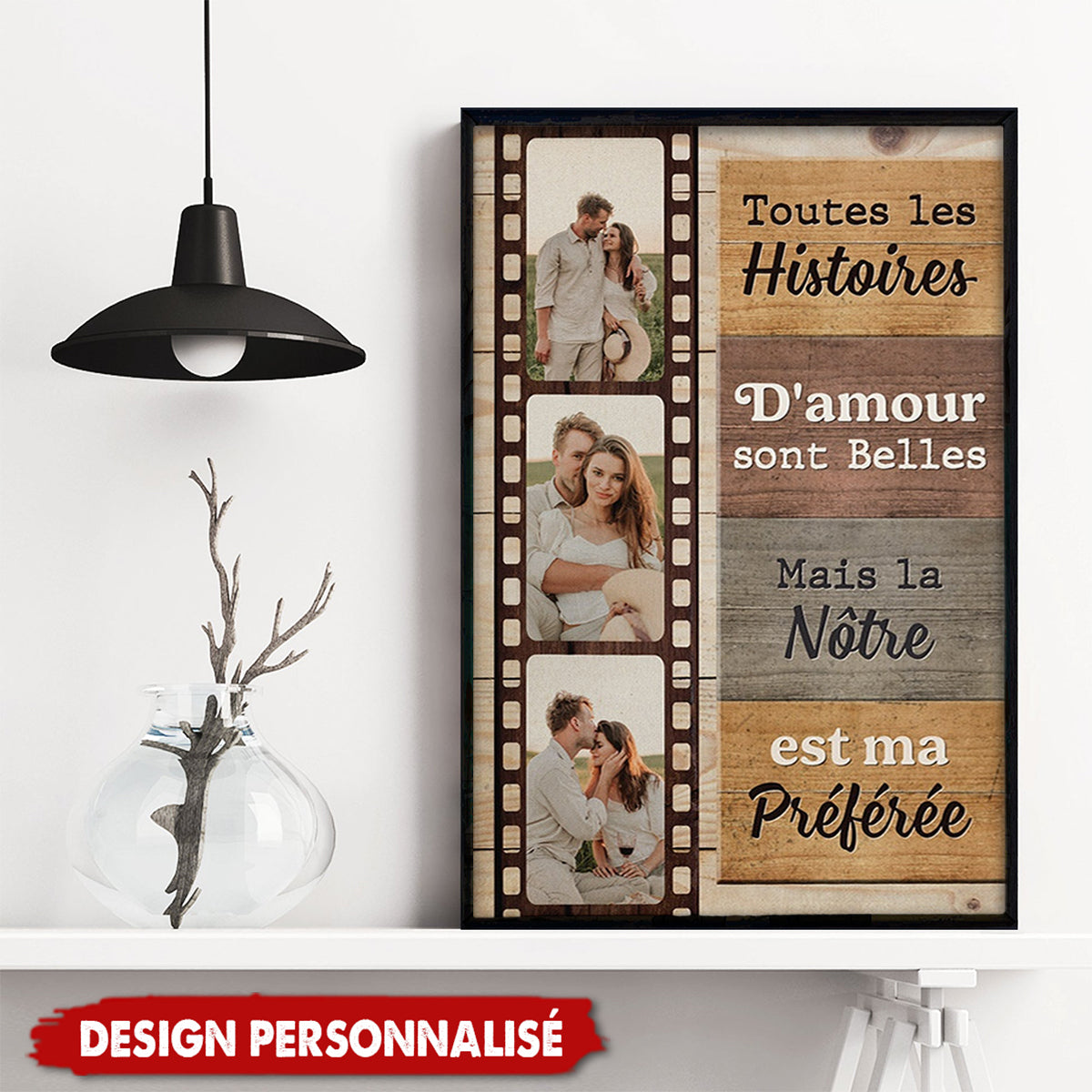 Affiche Personnalisée "Toutes les Histoires d'Amour" —  Cadeau pour Couple