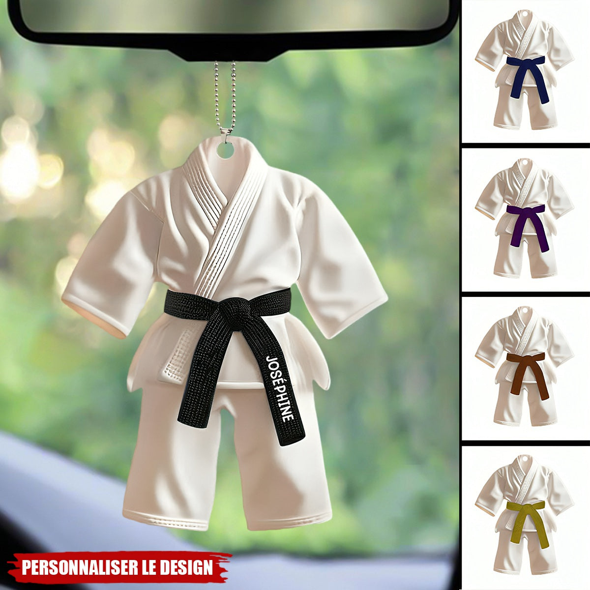 Cadeau Jiu-Jitsu, Karate - Ornament de voiture personnalisé ceinture noire