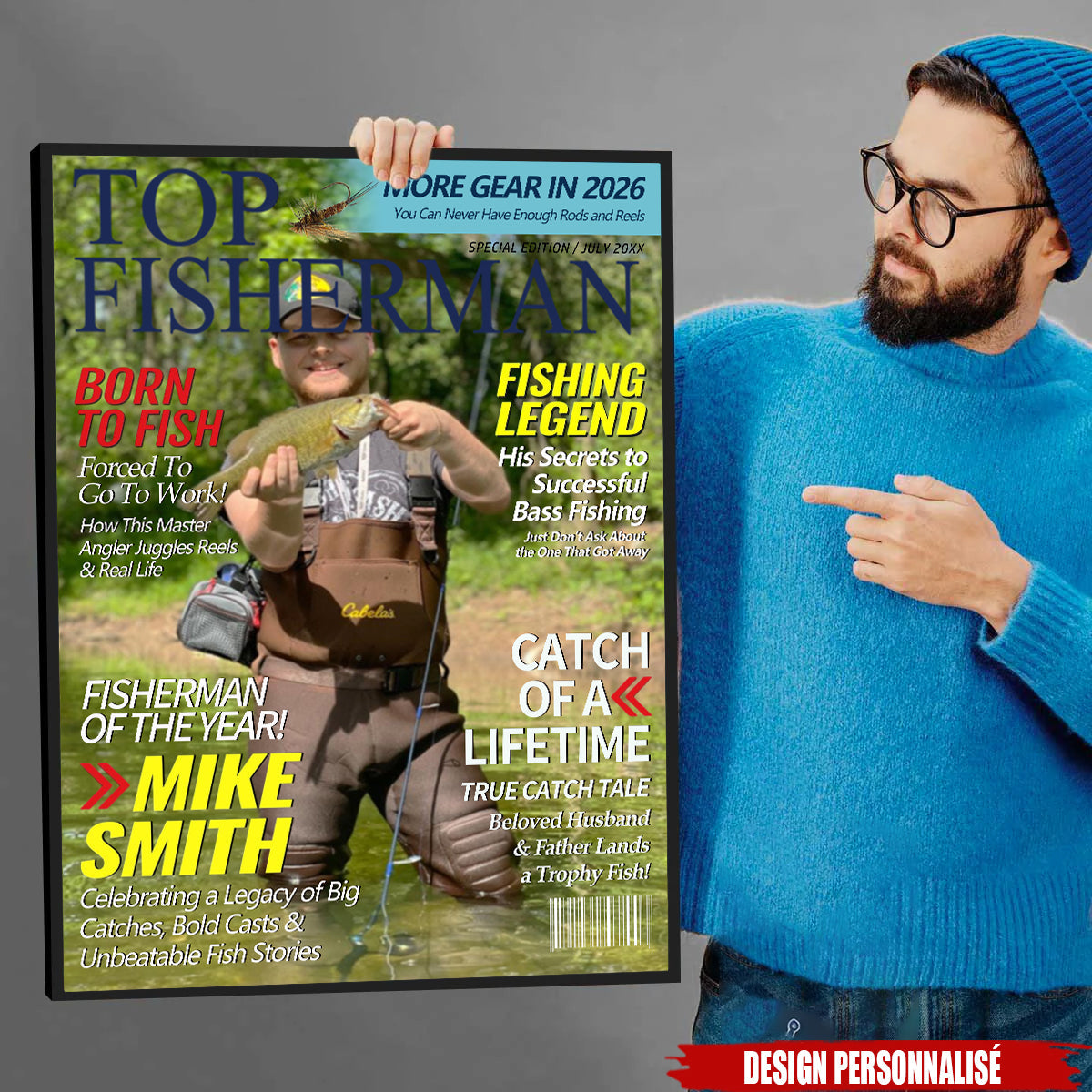 Personalized Fishing Magazine Cover Poster – Unique Gift for Anglers & Fishing Lovers