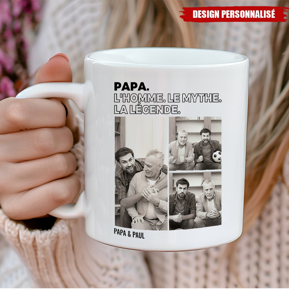 Tasse Personnalisée avec Photos – Papa, L’Homme. Le Mythe. La Légende