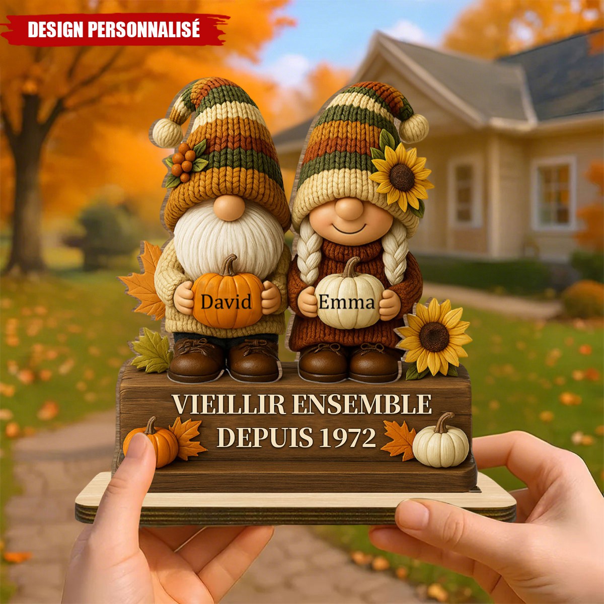 Plaque en Bois Personnalisée – Vieillir Ensemble,cadeau Unique pour Couple & Anniversaire