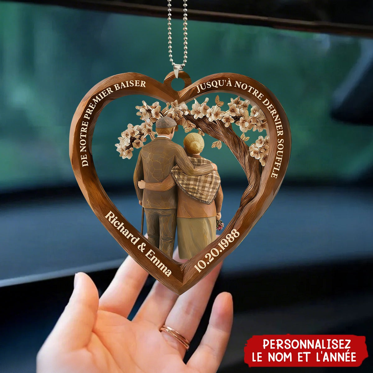 Ornement de Voiture Vieillir Ensemble — Personnalisé avec Vos Noms & Date