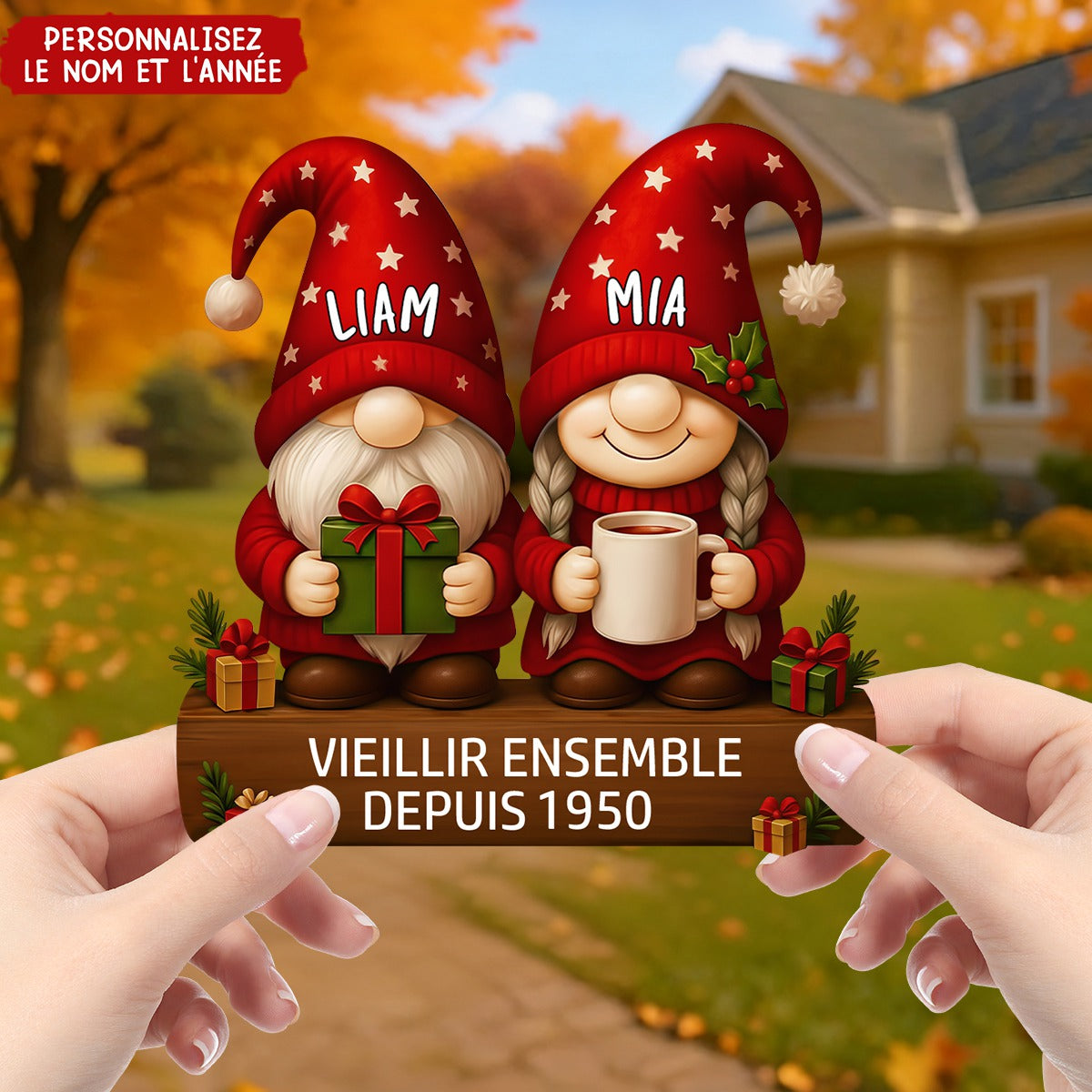 Plaque Couple Personnalisée – Cadeau Noël Unique