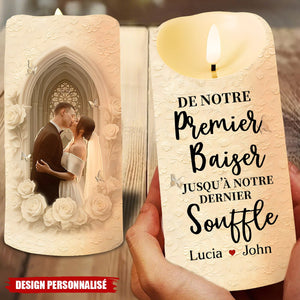 Bougie LED Personnalisée avec Photo - De Notre Premier Baiser Jusqu’à Notre Dernier Souffle