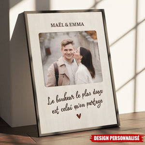 Affiche photo personnalisée pour couple – Le bonheur le plus doux est celui qu'on partage