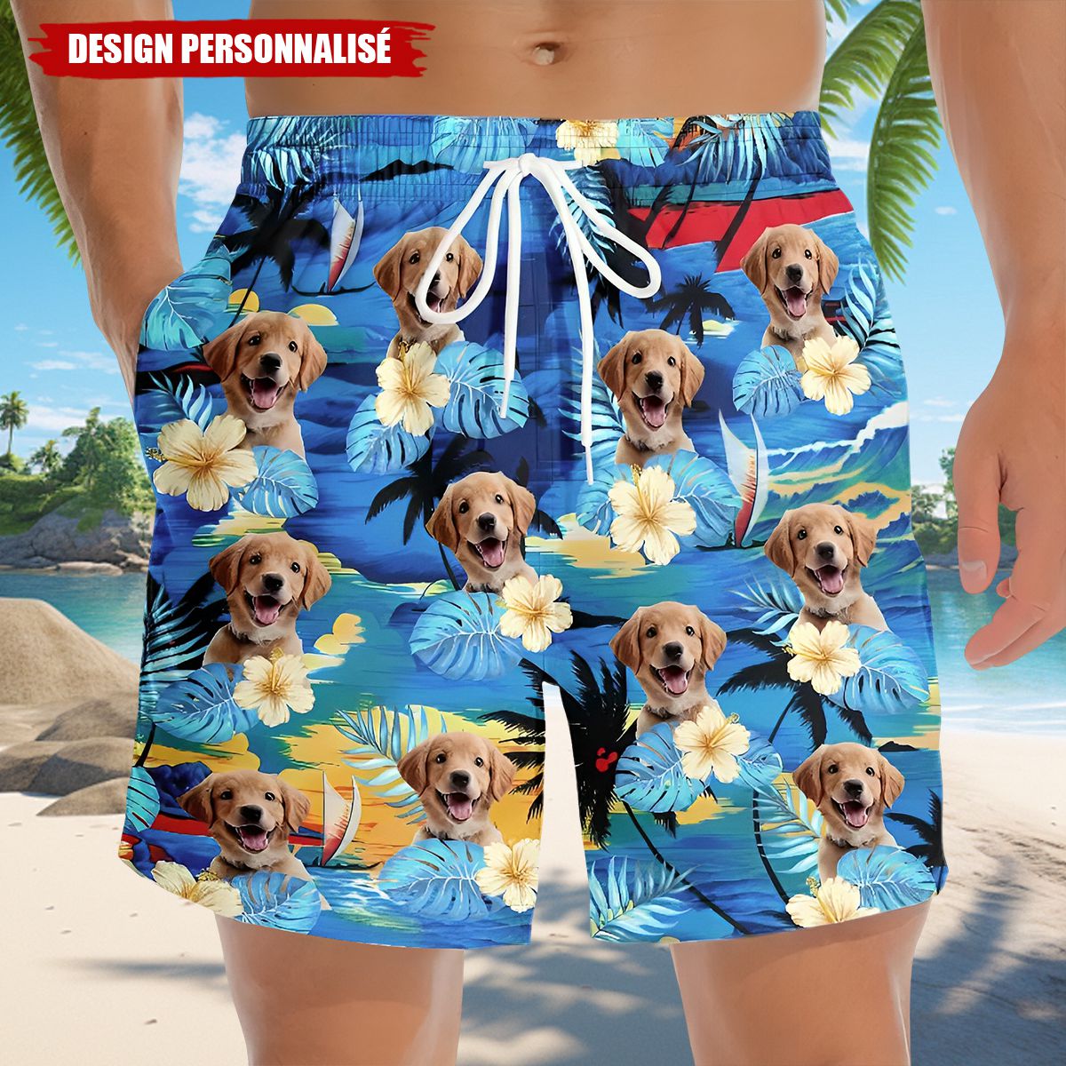 Short de bain personnalisé avec photo de votre animal – Look Estival et Unique