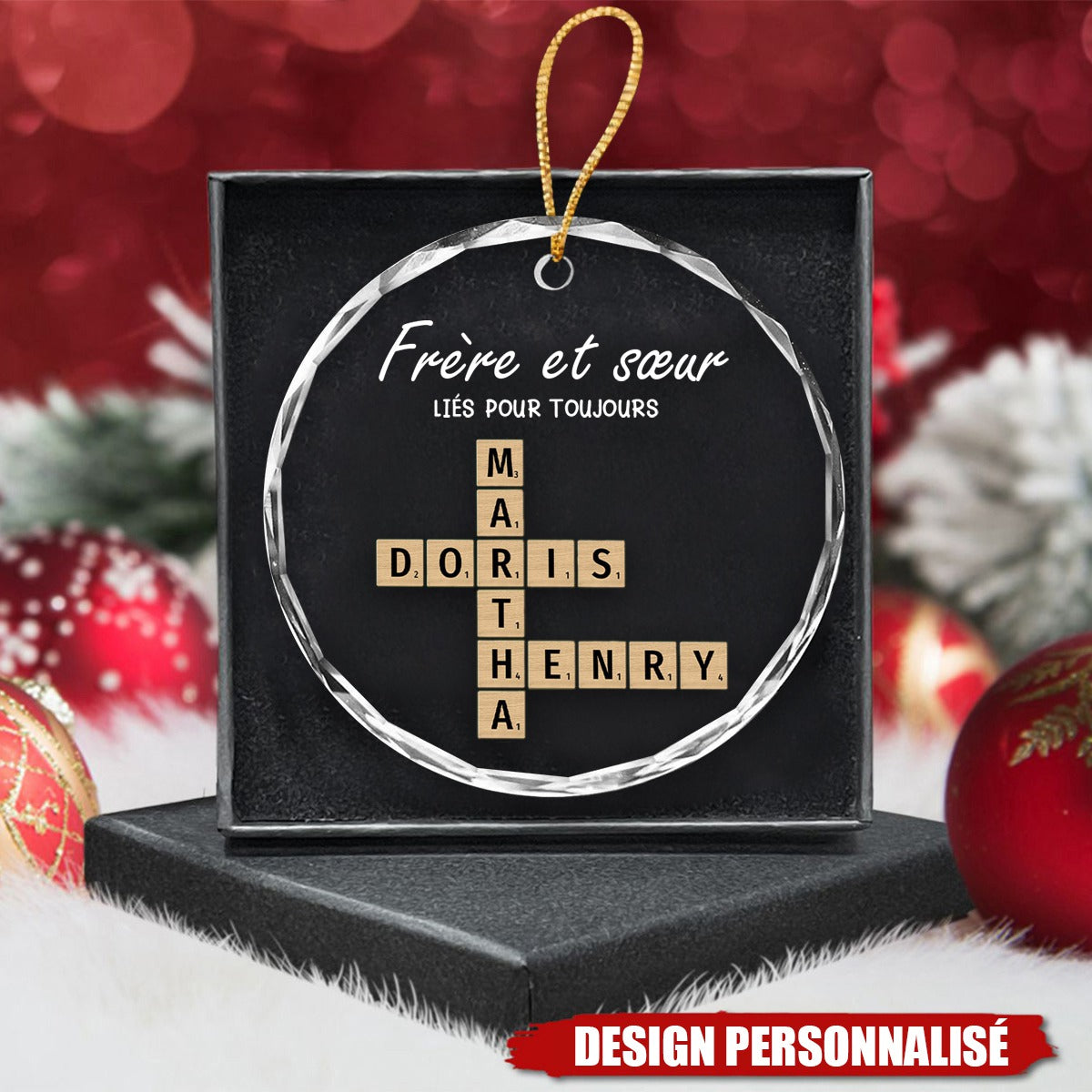 Décoration de Noël Personnalisée – Frères et Sœurs Liés Pour Toujours
