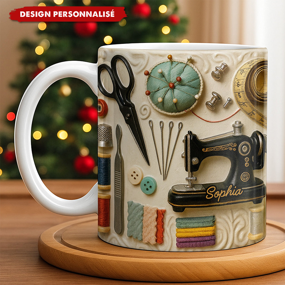 Mug machine à coudre personnalisé - Cadeau pour les amateurs de bricolage