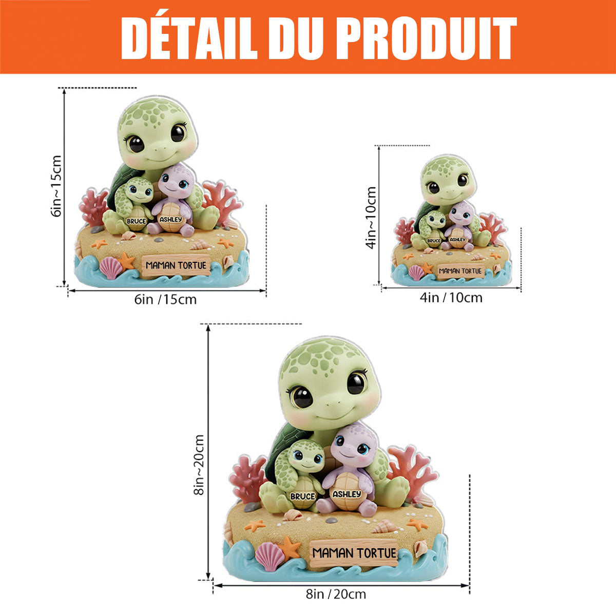 Plaque Personnalisée – Famille Tortues avec Prénoms