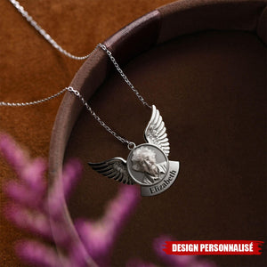 Collier Ange Personnalisé avec Photo – Pendentif Souvenir en Mémoire d’un Être Cher