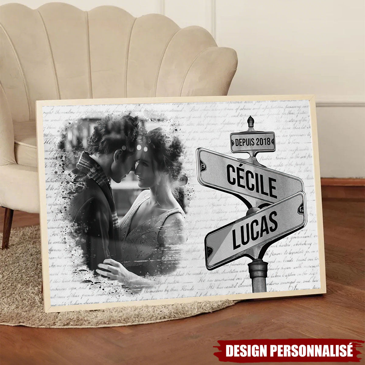 Affiche Personnalisée Couple avec Photo – Nom et année personnalisés