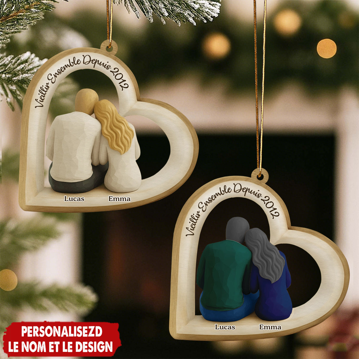 Ornement Couple Personnalisé – Vieillir Ensemble Depuis…