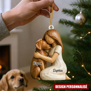 Ornement Noël Personnalisé – Câlin Tendresse avec Votre Chien