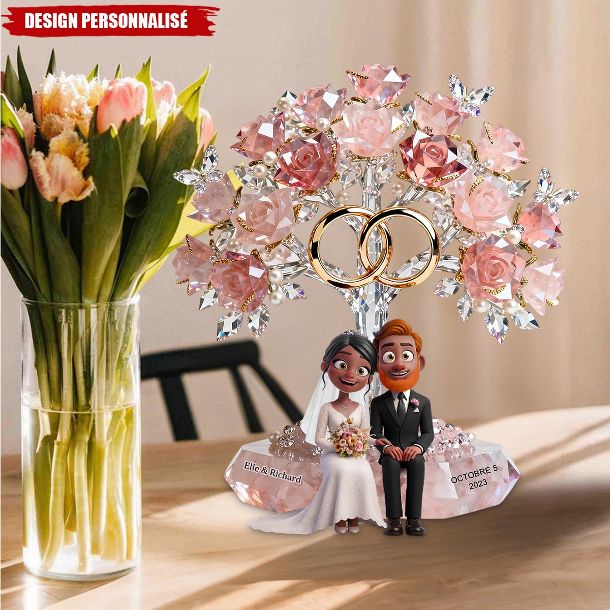 Plaque Personnalisée de Couple de Mariage - Souvenir de mariage pour couple