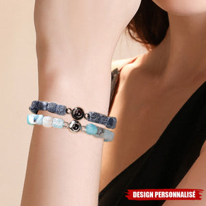 Bracelet en agate multicolore - Bijou Émotionnel Ajustable avec Projection d’Image