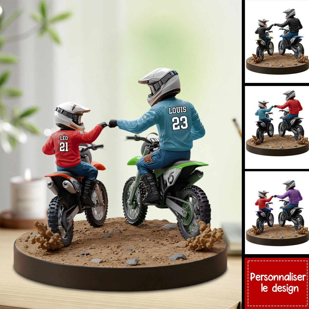 Plaque en acrylique personnalisée Père et Enfant en Moto – Cadeau Touchant pour la Fête des Pères