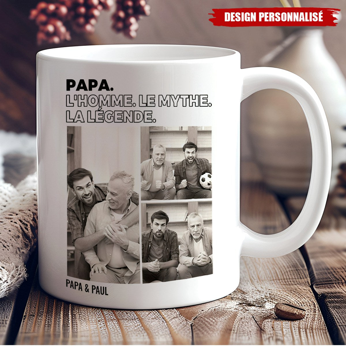 Tasse Personnalisée avec Photos – Papa, L’Homme. Le Mythe. La Légende