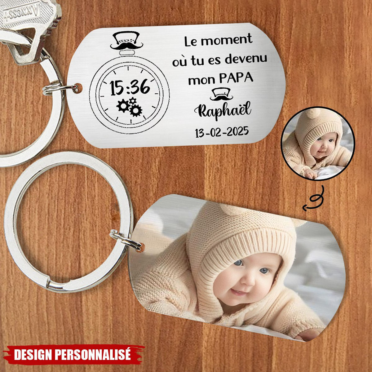 Porte-clés personnalisé avec photo – Le moment où tu es devenu mon papa