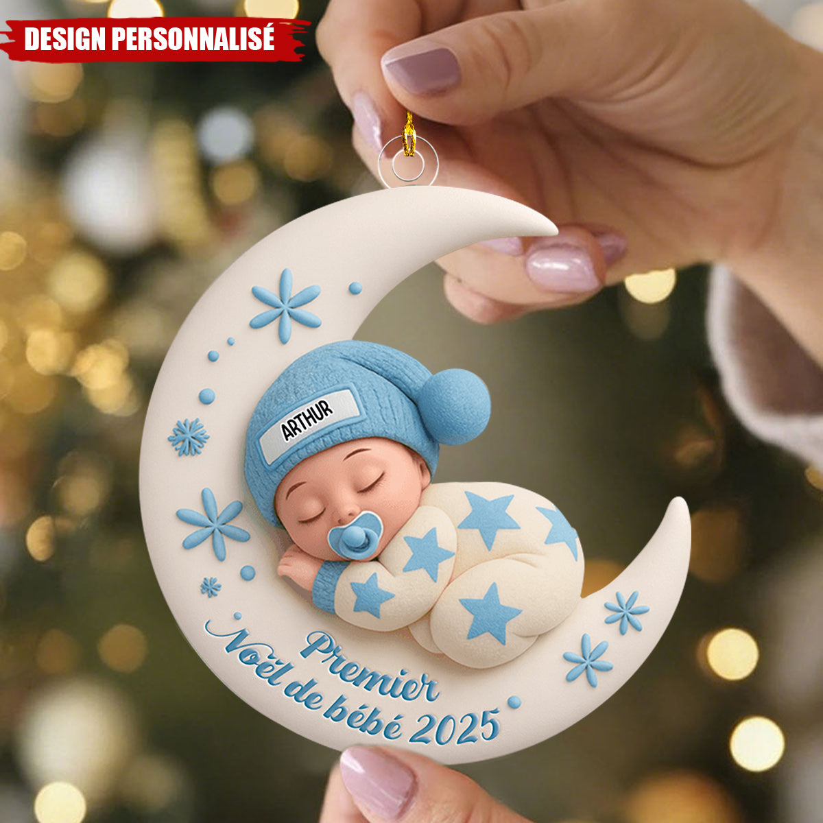 Ornement Personnalisé Premier Noël Bébé – Décoration Unique et Mémorable