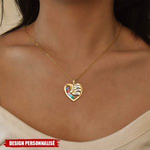 Collier Cœur Personnalisé avec Pierres de Naissance  – Cadeau Unique pour Famille et Amis