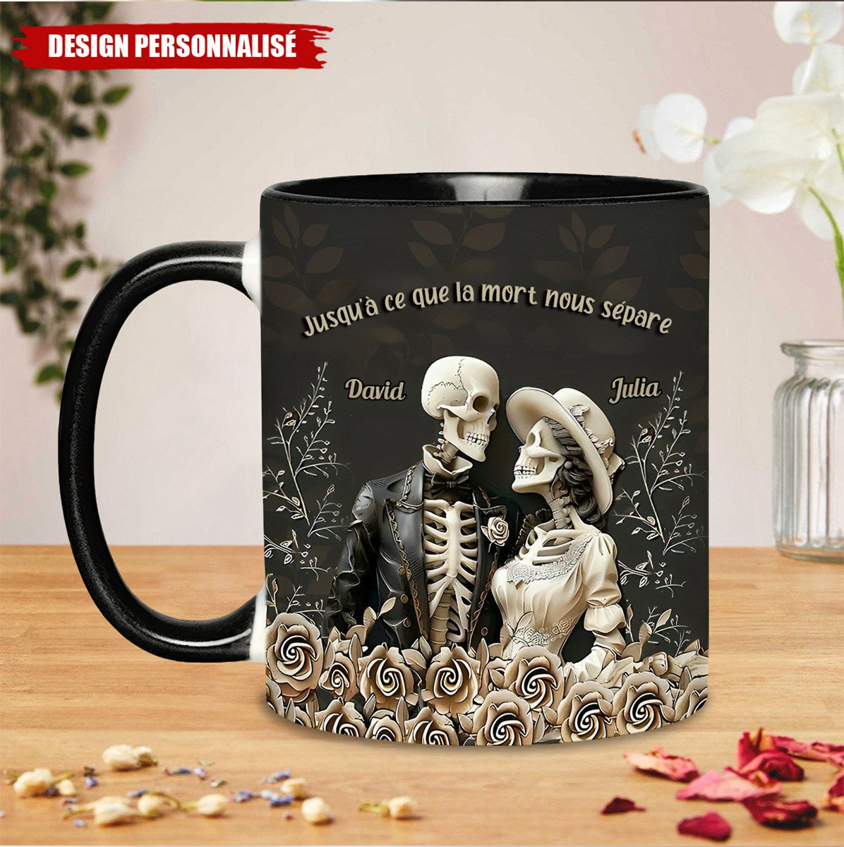 Tasse Personnalisée "Jusqu’à ce que la mort nous sépare" - Couple Squelettes Amoureux