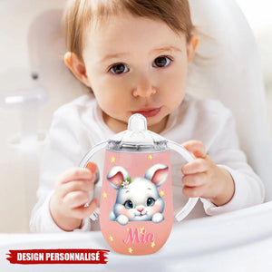 Tasse à Bec Isolée 300 ml Personnalisée avec Nom et Motif d'Animal Design