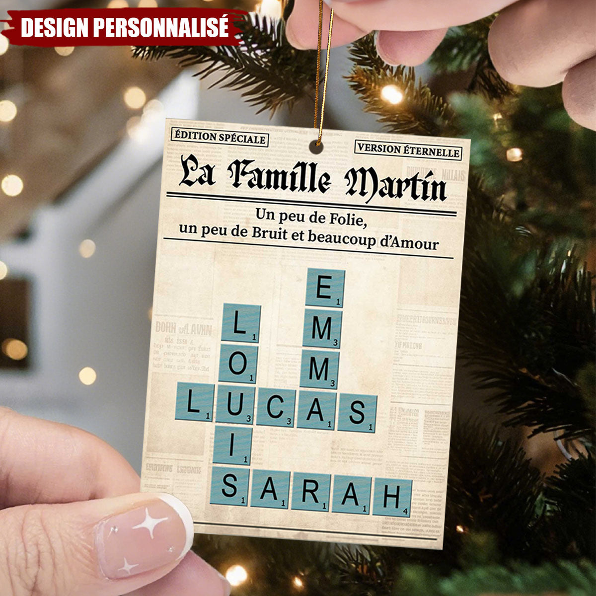 Ornement de Noël Personnalisé – Mots Croisés de la Famille