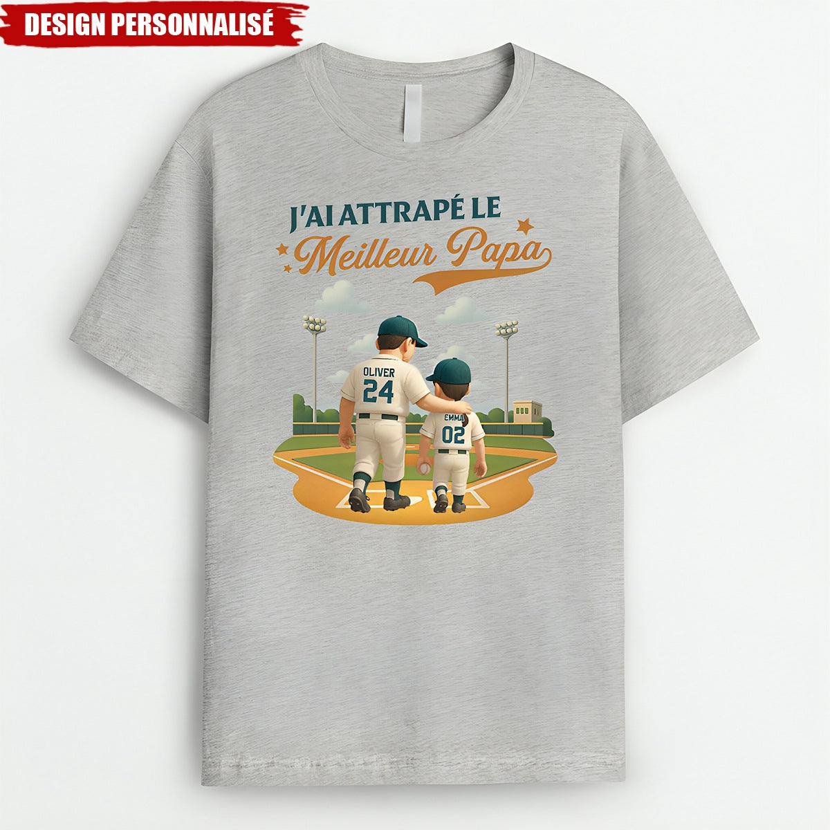 T-shirt personnalisé Fête des Pères – J’ai attrapé le meilleur papa
