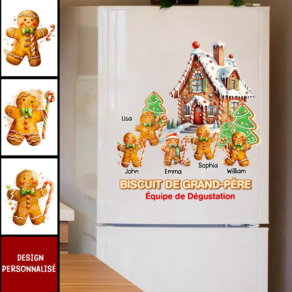 Autocollant Personnalisé de Noël  – Biscuit de Noël en Famille