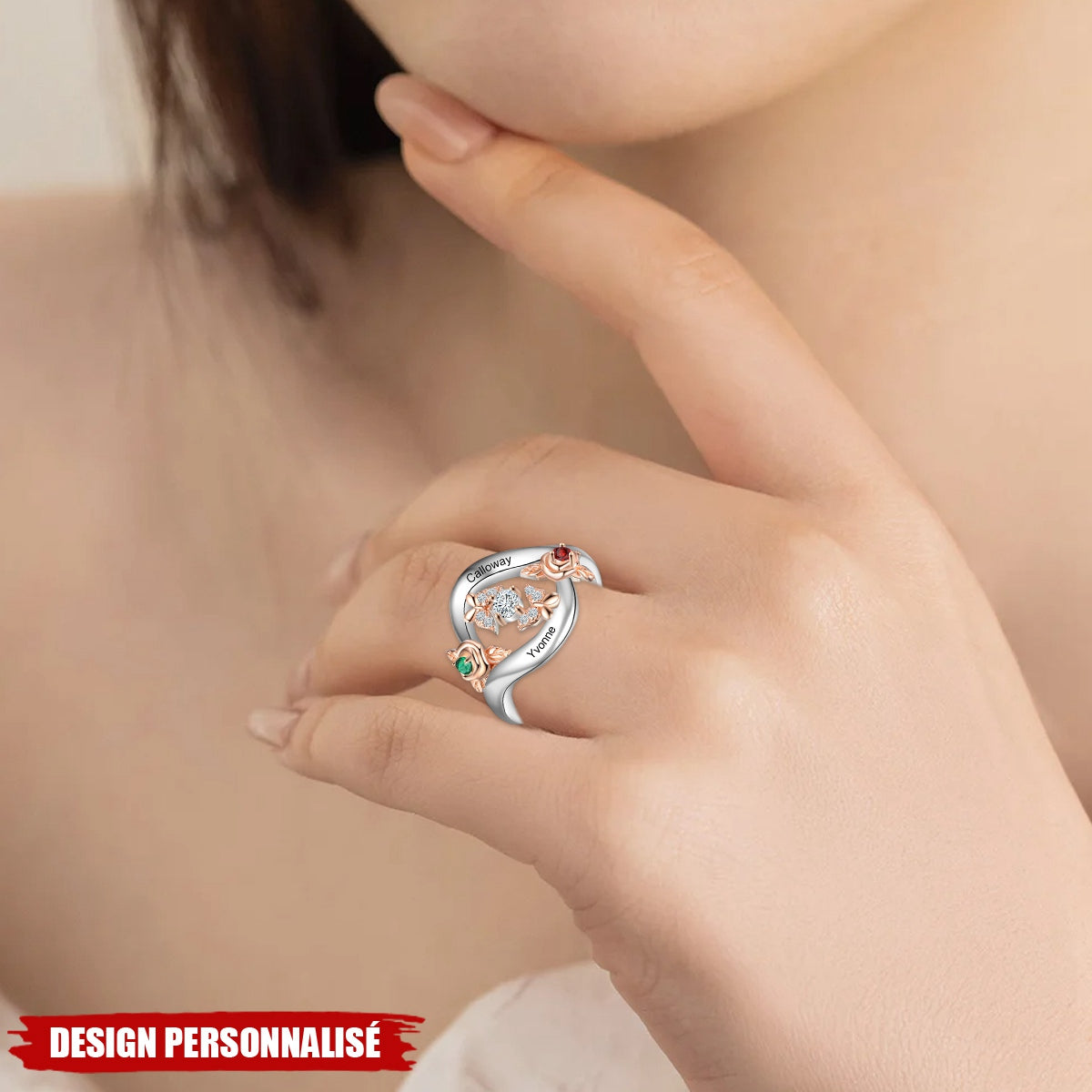Bague Personnalisée en Forme de Rose – Cadeau Unique pour Elle