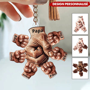 Porte-clés personnalisé Papa & Enfants – Poing contre Poing