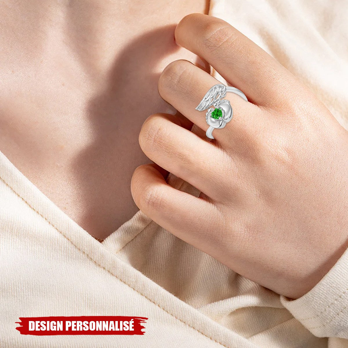 Bague Empreinte de Bébé Personnalisée - Cadeau Plein d’Amour