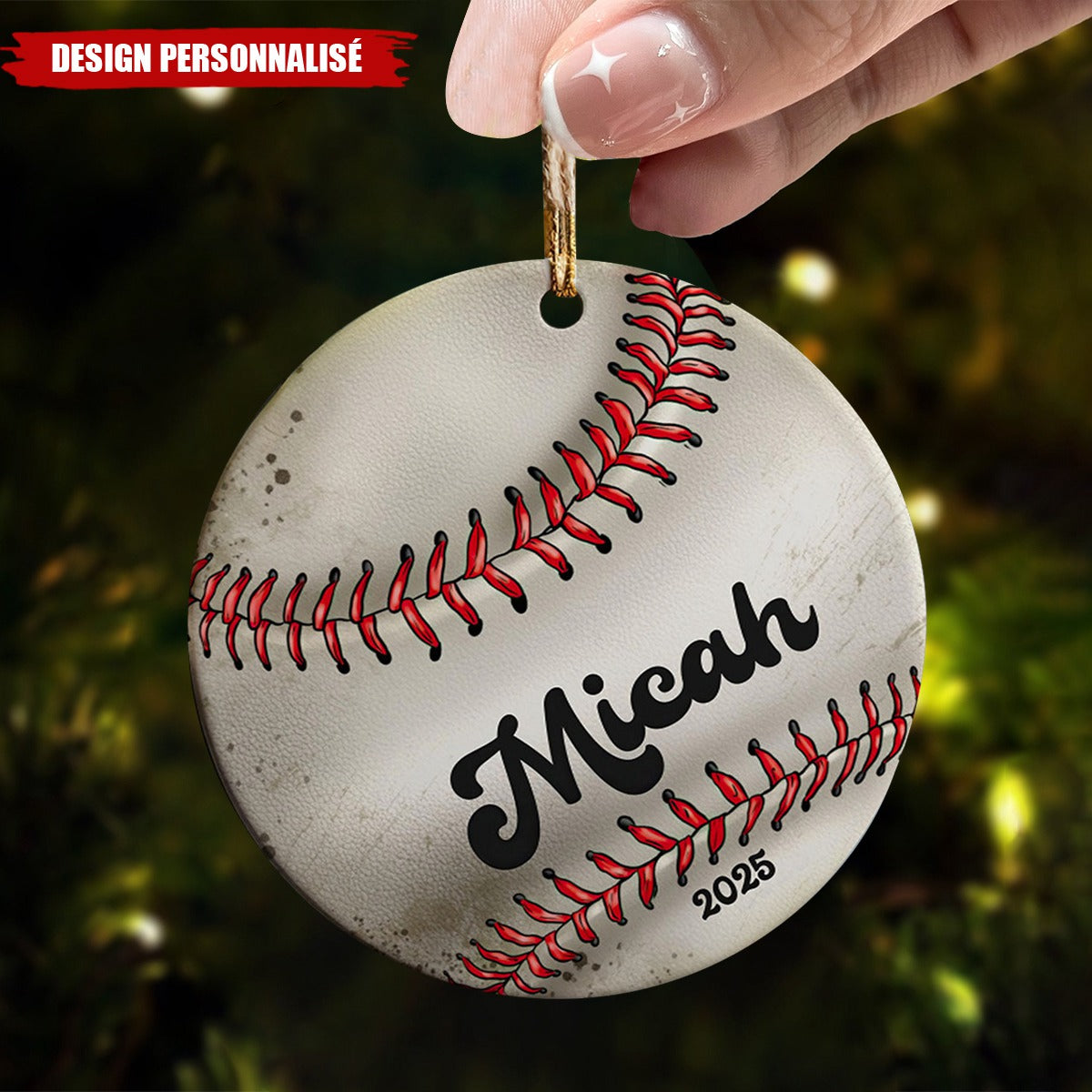 Ornement de Noël Personnalisé – Thème Sport avec Prénom et Année