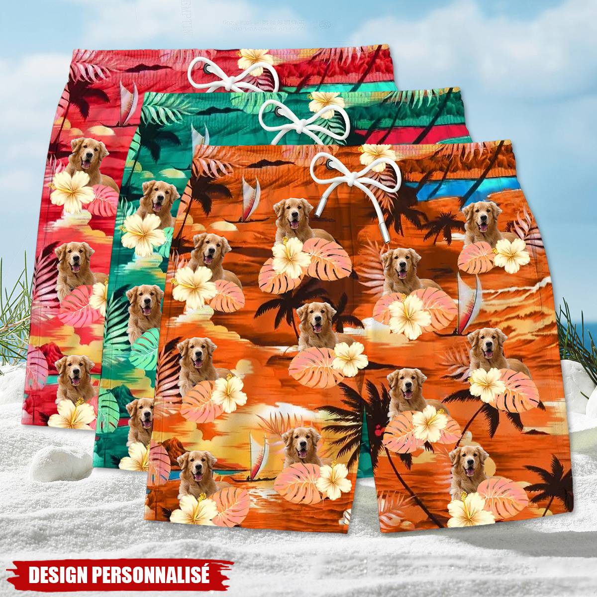 Short de bain personnalisé avec photo de votre animal – Look Estival et Unique