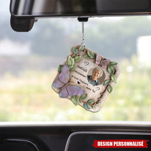Ornement de Voiture Personnalisé – Papillon Commémoratif avec Photo et Message Touchant