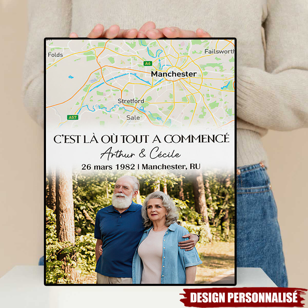 Affiche Personnalisée “C’est Là Où Tout a Commencé” – Carte du Lieu & Photo