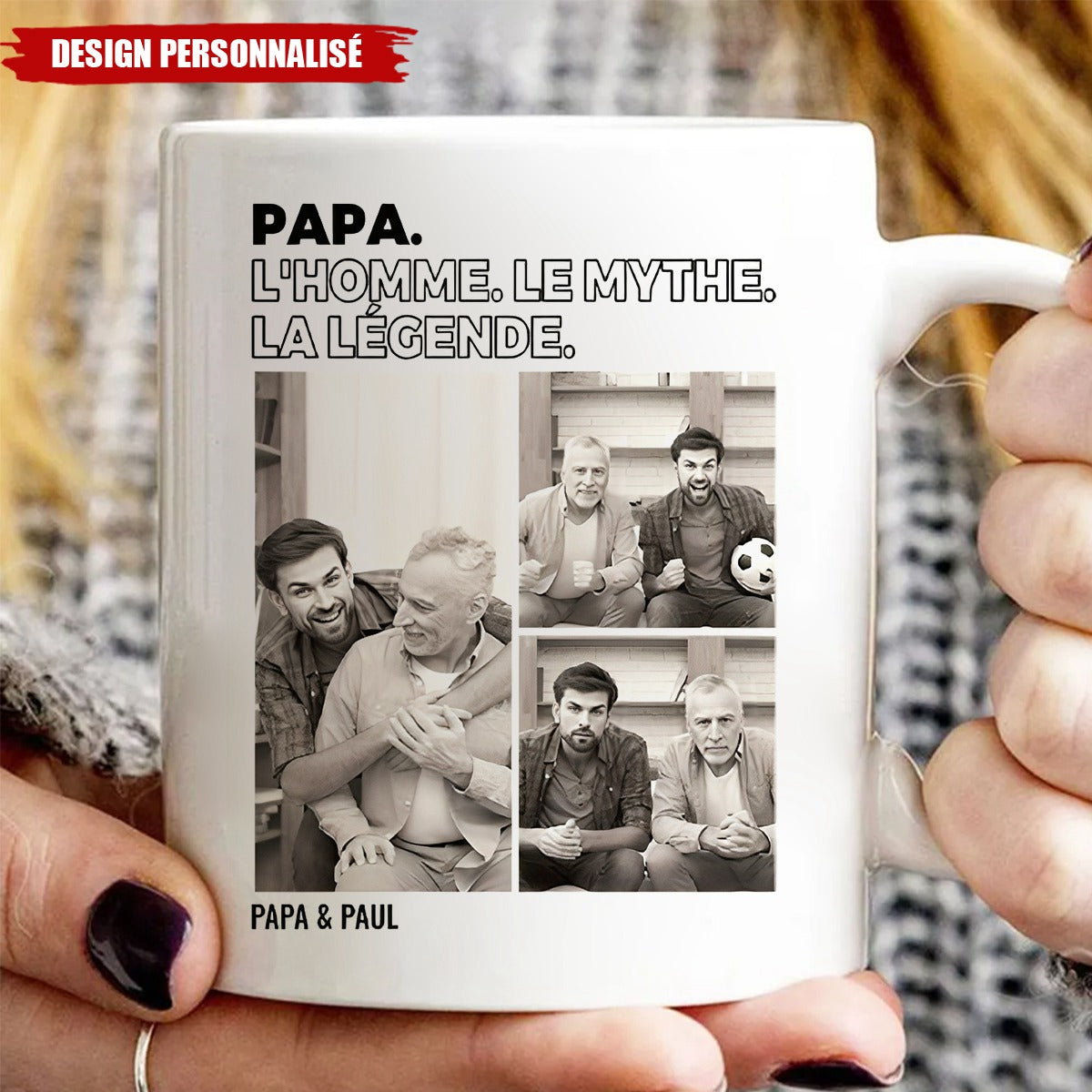 Tasse Personnalisée avec Photos – Papa, L’Homme. Le Mythe. La Légende