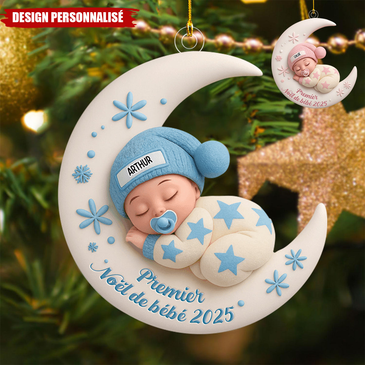 Ornement Personnalisé Premier Noël Bébé – Décoration Unique et Mémorable