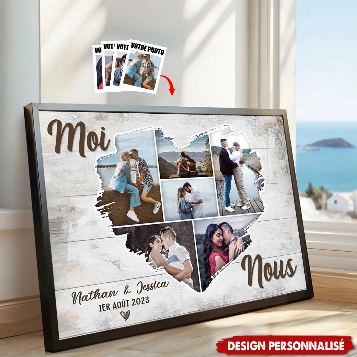 Affiche photo cœur personnalisée - Cadeau souvenir d’amour