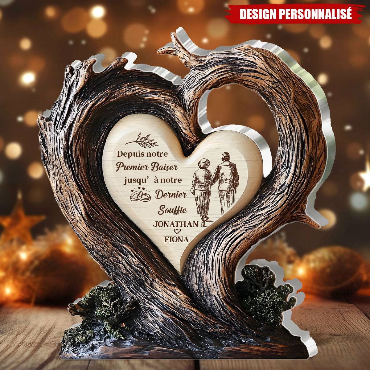 Plaque Acrylique en Forme de Cœur pour Couple – Cadeau Romantique Personnalisé