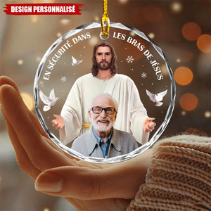 Ornement Rond en Verre avec Photo Personnalisée – Cadeau de Noël Commémoratif et de Sympathie