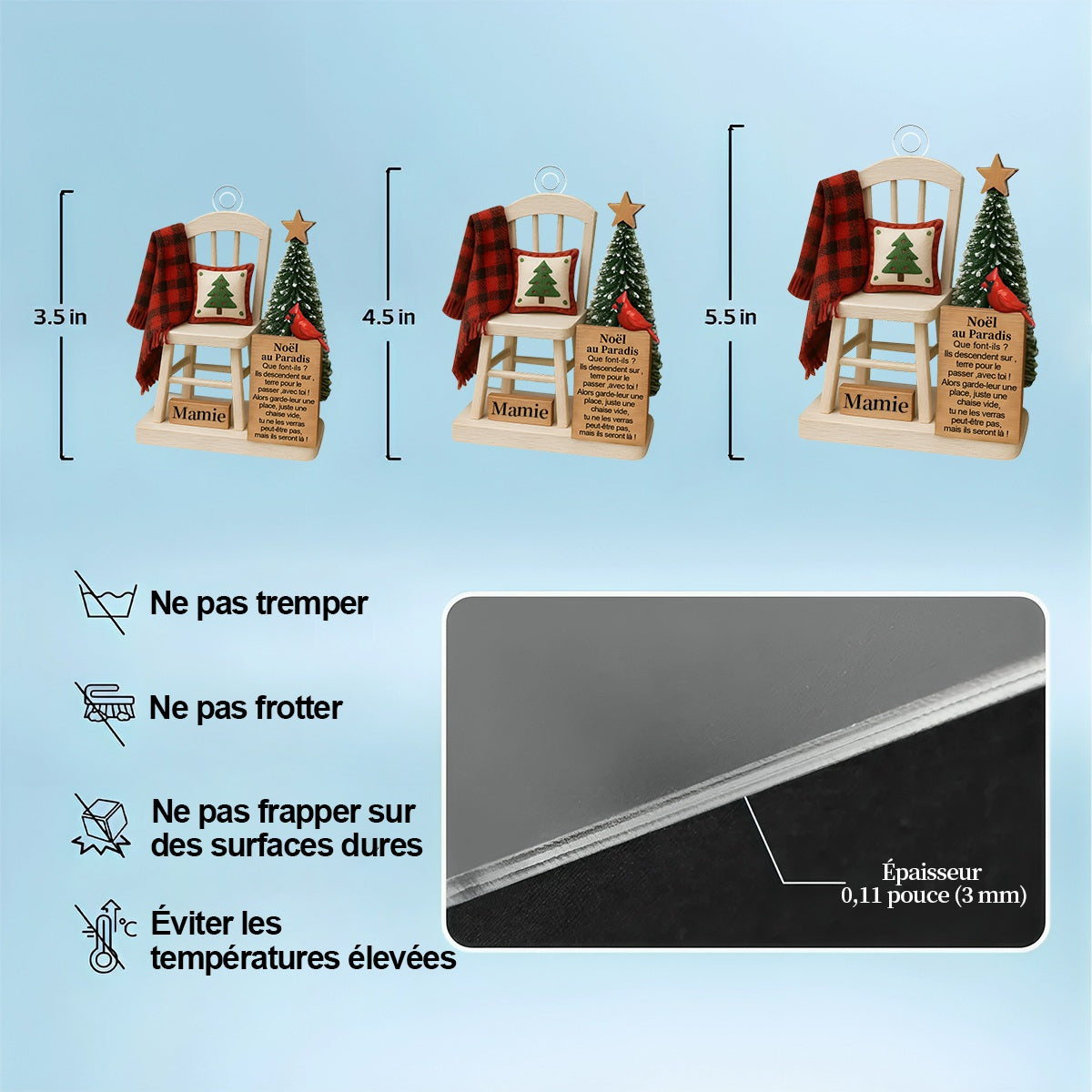 Décoration Personnalisée “Noël au Paradis” – Hommage Émotionnel à un Être Cher