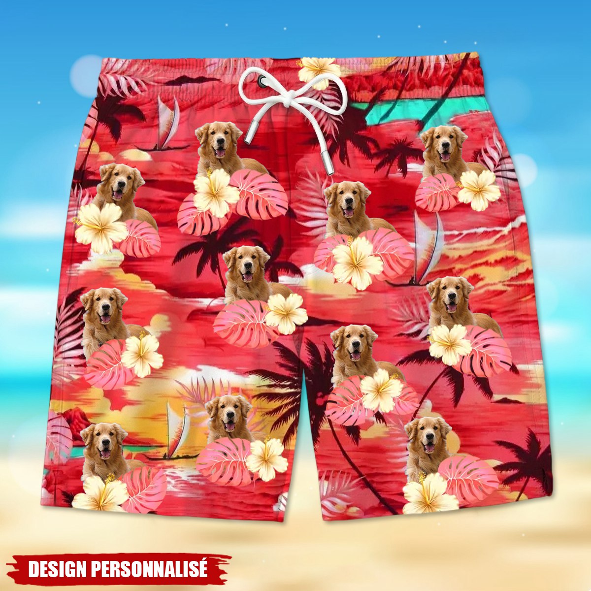Short de bain personnalisé avec photo de votre animal – Look Estival et Unique