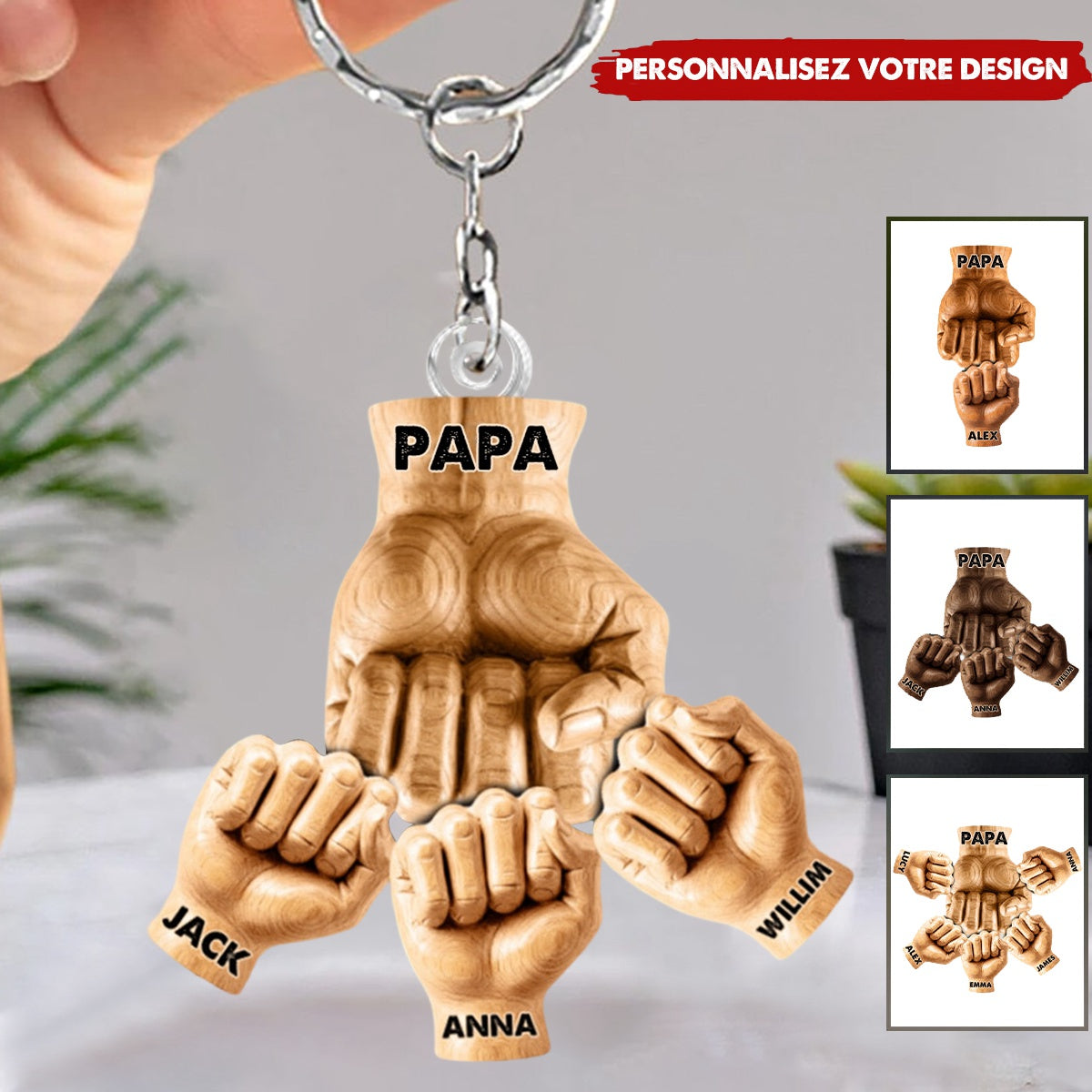 Meilleur Papa du Monde – Porte-clés Personnalisé en Forme Spéciale pour Papa