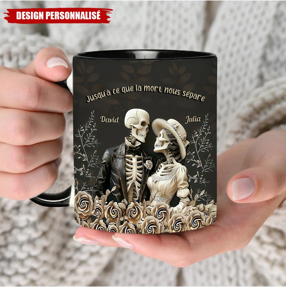 Tasse Personnalisée "Jusqu’à ce que la mort nous sépare" - Couple Squelettes Amoureux