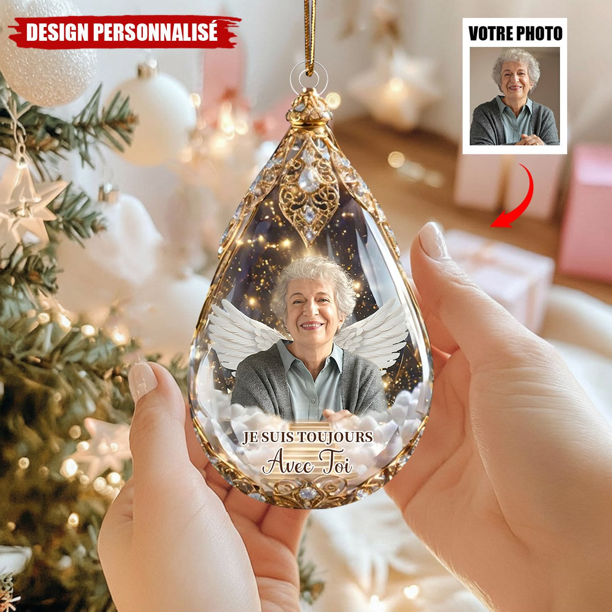 Ornement Commémoratif Ange Personnalisé – Souvenir Photo Personnalisé