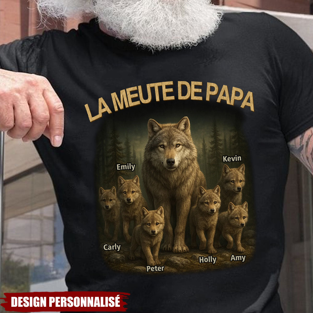 La Meute de Papa – T-shirt personnalisé avec prénom des enfants